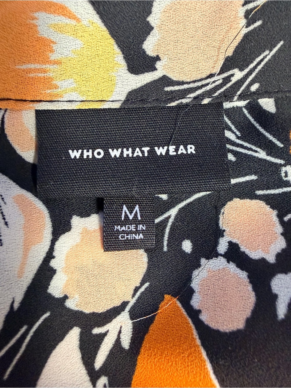 Who What Wear Floral Shirt Dress Black Orange Long Sleeve Midi Dress Medium - Picture 6 of 8